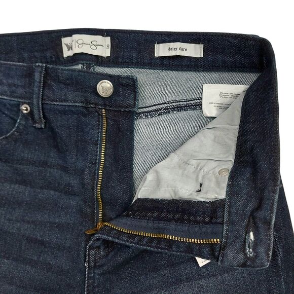 Jessica Simpson Daisy Flare Jeans Womens 10 Blue Dark Wash Stretch Raw Hem Denim - Picture 4 of 13